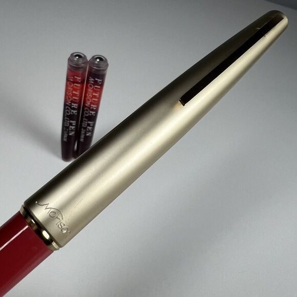 Vintage Morison Gold and Rose Ballpoint Pen W/ Red Ink Cartridges Japan NOS - Picture 2 of 5
